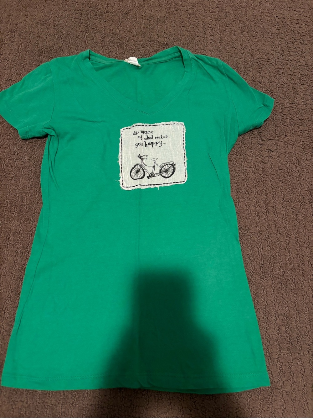 Natural Life Green V-Neck Tee with Bicycle Graphic